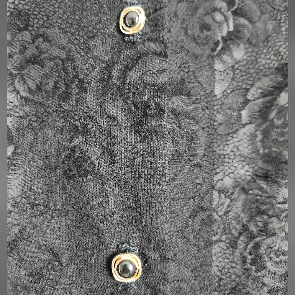Vintage Black Floral Lace Button Up Vest - Picture 3 of 4